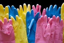 Team building with rubber gloves